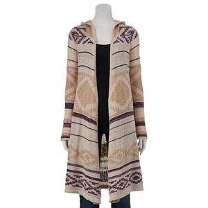 Long Tribal Hooded Cardigan